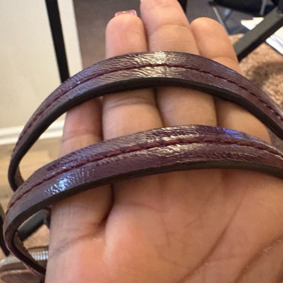 Coach Domed Satchel Handbag Style 24606 Beige w/Logo - Plum Trim & Interior - Picture 14 of 16